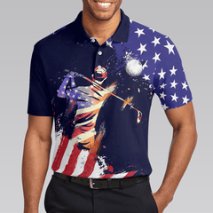 Max Corners American Flag with Abstract Golf Swing 3D Custom Polo Shirt