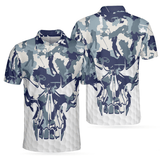 Max Corners Blue And White Camouflage Golf Set Skull 3D Custom Polo Shirt