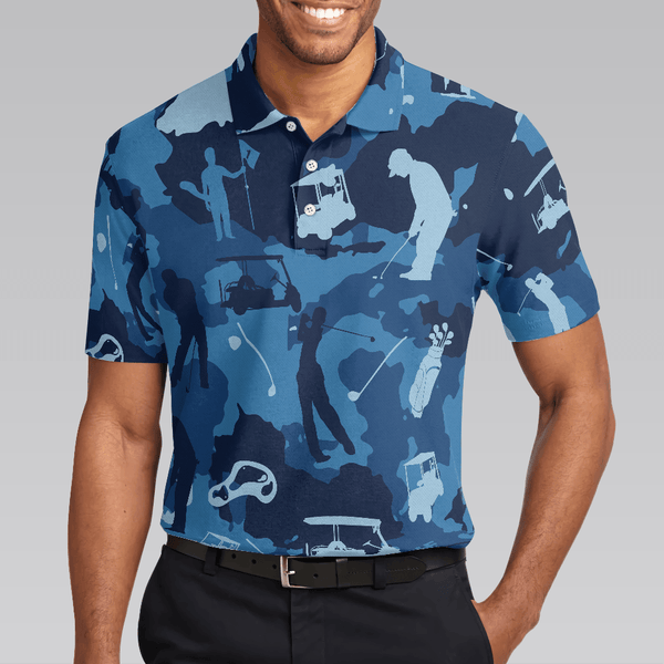 Max Corners Golf Ocean Blue Camouflage 3D Custom Polo Shirt