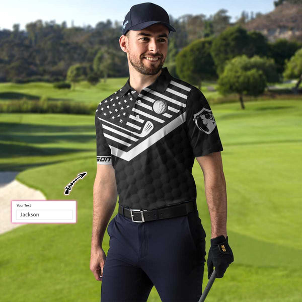 Max Corners Black American Flag Eat Sleep Golf Repeat 3D Custom Polo Shirt