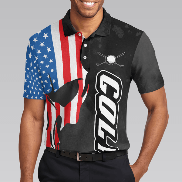 Max Corners Skull American Flag Men Grip It N' Rip It Skull Golf With American Flag Golf 3D Custom Polo Shirt