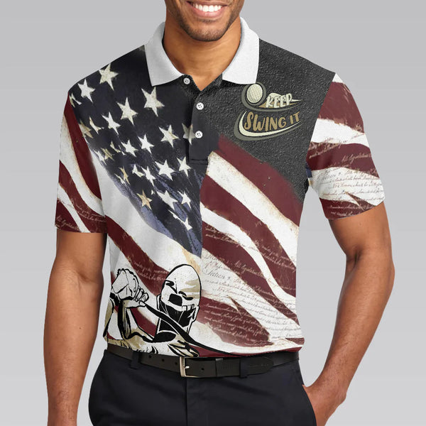 Max Corners Keep Swing It American Flag Golf Club 3D Custom Polo Shirt