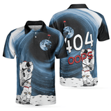 Max Corners Astronaut Golfing Outer Space Black Golf 3D Custom Polo Shirt