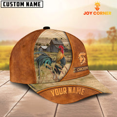 Maxcorners Custom Name Rooster Leather Pattern Cap