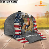 Maxcorners Rooster Customized Name US Flag Cap