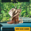 Personalized Cowboy Boots And Hat Flat Acrylic Car Ornament