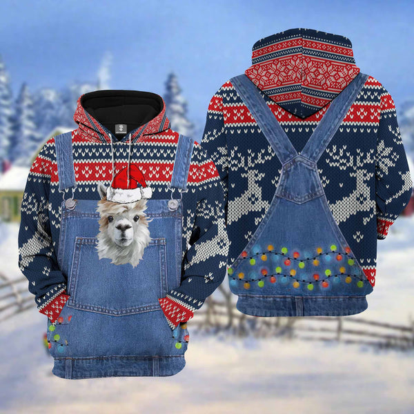 Maxcorners Lhama Christmas Knitting Hoodie Pattern 3D