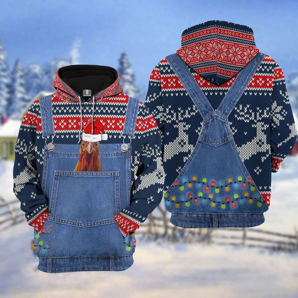 Maxcorners Chicken Christmas Knitting Hoodie Pattern 3D