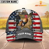 Maxcorners Rooster Customized Name US Flag Cap