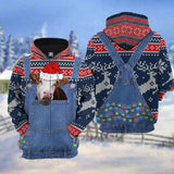 Maxcorners Simmental Cattle Christmas Knitting Hoodie Pattern 3D
