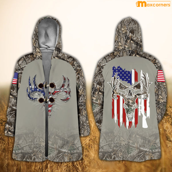 Maxcorners Ripped Deer American Flag Camouflage Hunting Apparels