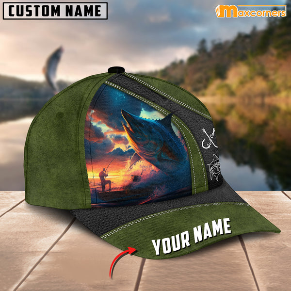 Maxcorners Marlin Fishing Personalized Name 3D Over Printed Cap