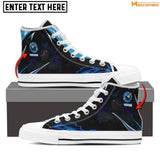 Maxcorners Billiard Blue Fire Personalized Name High Top Shoes