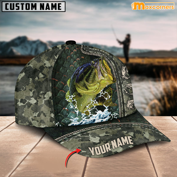 Maxcorners Personalized Zip Up Bass Fishing Cap All Over Printed Color12