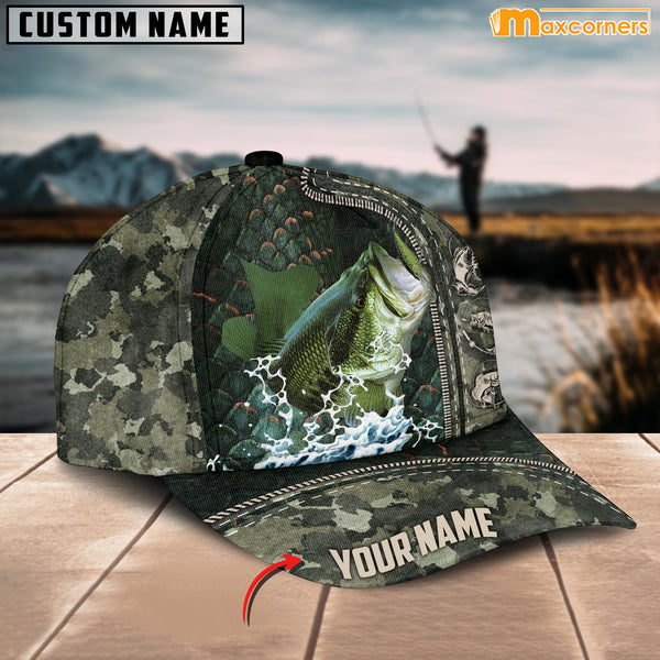 Maxcorners Personalized Zip Up Bass Fishing Cap All Over Printed Color14