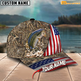 Maxcorners Personalized Zipper Flag Bass Fishing Cap