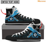 Maxcorners Blue Fire With Ball 8 Billiard Personalized Name High Top Shoes