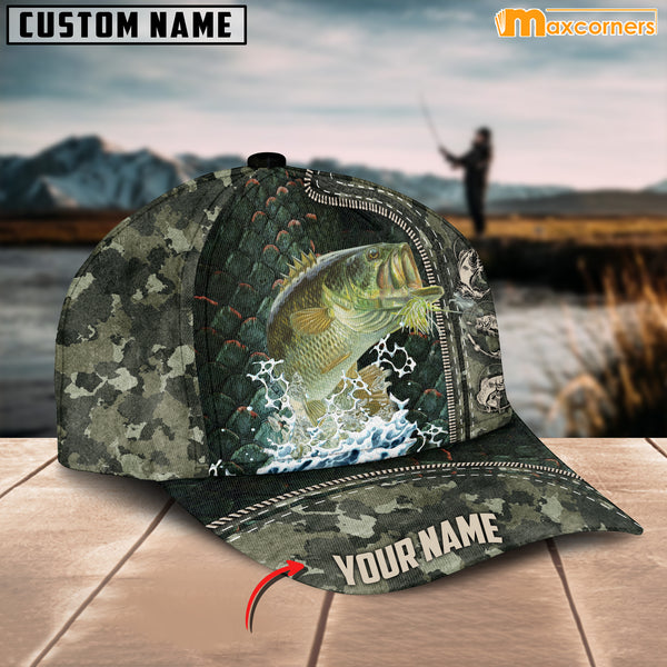 Maxcorners Personalized Zip Up Bass Fishing Cap All Over Printed Color13