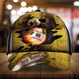 Max Corners Yellow Eagle Baseball Steel Pattern Custom 3D Cap