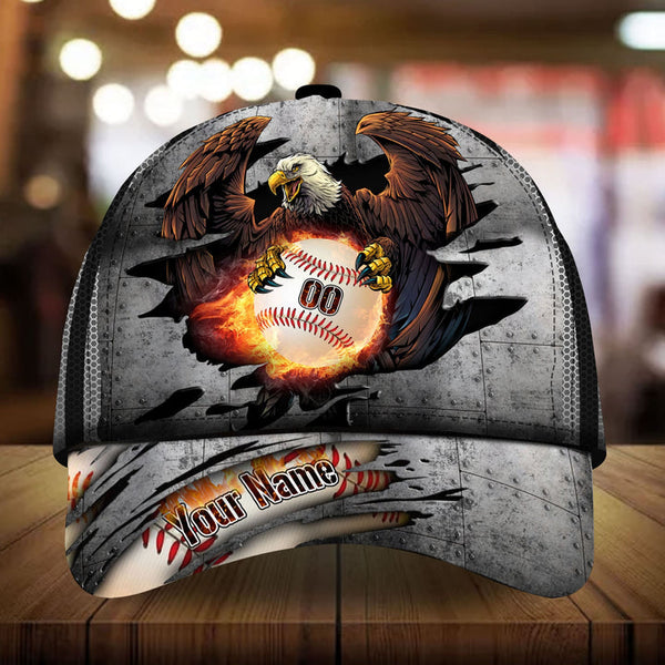 Max Corners White Eagle Baseball Steel Pattern Custom 3D Cap