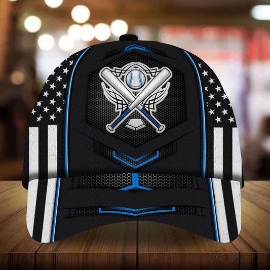 Max Corners Blue Base Ball Symbols Custom 3D Cap