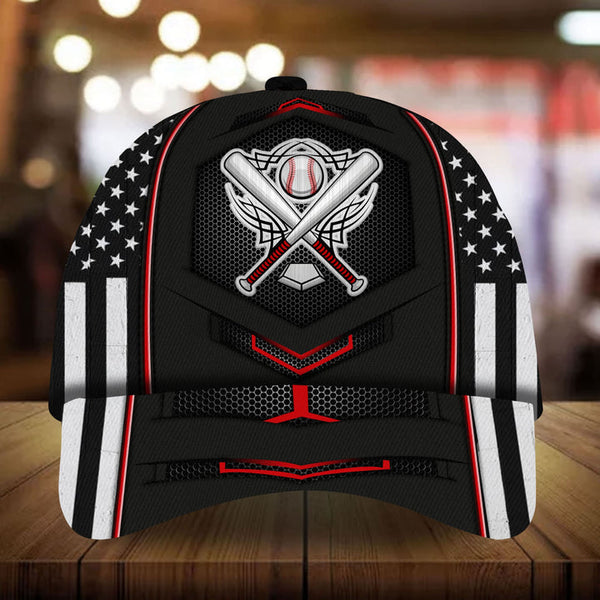Max Corners Red Base Ball Symbols Custom 3D Cap