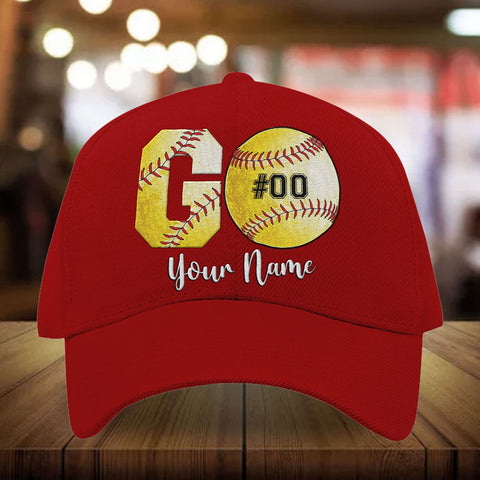 Max Corners Red Go Baseball Custom 3D Cap