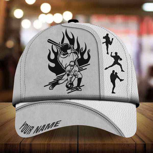 Max Corners Baseball White Leather Pattern Art Custom 3D Cap