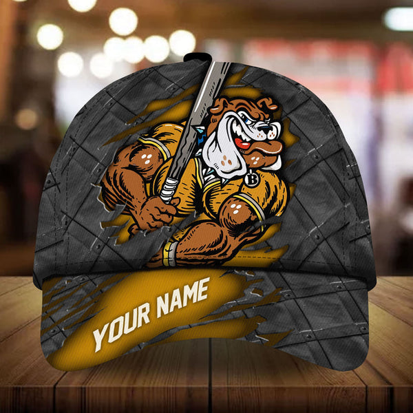Max Corners Yellow Bulldog Cracked Baseball Steel Pattern Custom 3D Cap