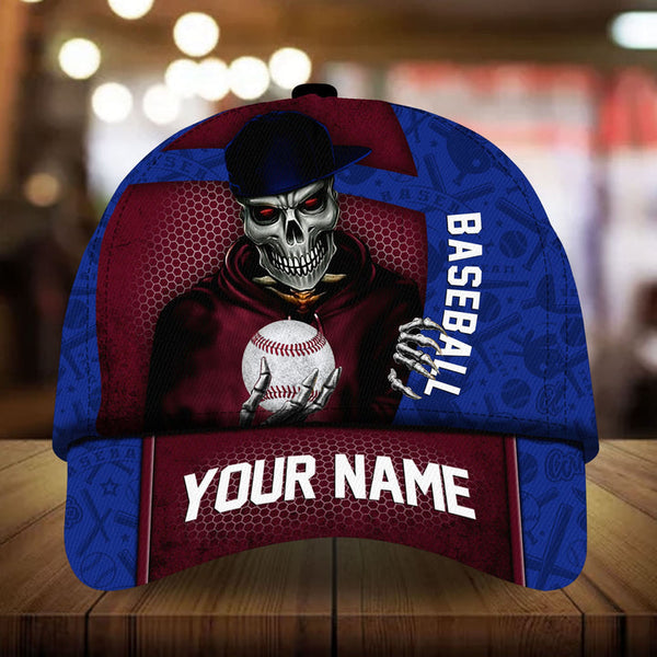 Max Corners Blue Baseball skull Boy Custom 3D Cap