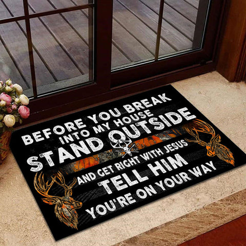 Maxcorners Loralle Before You Break Into My House Hunting Door Mat 3D - Orange