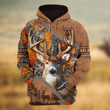 Max Corner Deer hunting Zipper Leather Pattern Personalized 3D Hoodie For Hunting Lover