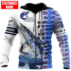 Maxcorners Wahoo Fish Gone Fishing Personalized Name 3D Shirt