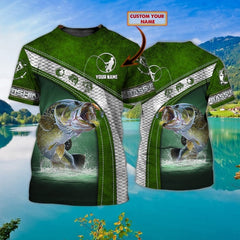 Maxcorners Bass Fishing Personalized Name 3D Shirt