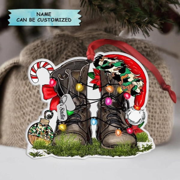 Maxcorners Personalized Aluminium Ornament - Gift For Military - Christmas Boots