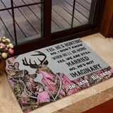 Maxcorners Loralle My Husband Is A Hunter Hunting Door Mat 3D Personalized - Pink