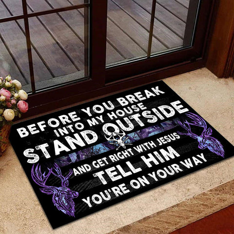 Maxcorners Loralle Before You Break Into My House Hunting Door Mat 3D - Purple