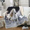 Maxcorners Horses 3D Printed Sherpa Blanket
