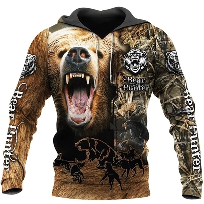 Maxcorners Angry Bear Hunting 3D Shirt