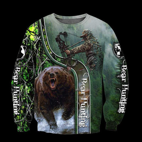 Maxcorners Men's Hoodies & Sweatshirts Bear Hunting Bow Camo Wild 3D Shirt