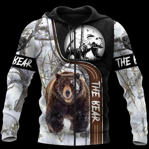Maxcorners Bear Hunting 3D All Over Printed Fashion Mens Autumn Shirt