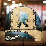 Max Corners Bigfoot Camping Art Leather Pattern 1 Custom 3D Cap