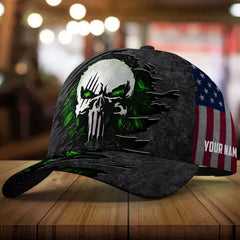 Maxcorners Custom Name Lava Skull White Cap