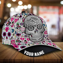 Maxcorners Custom Name Sugar Skull - Cap
