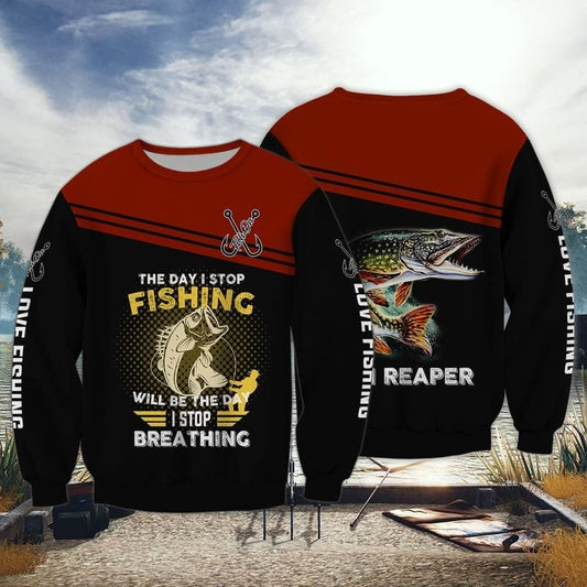 Maxcorners I Stop Fishing When I Stop Breathing 3D Shirt
