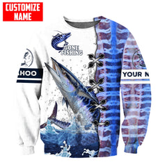 Maxcorners Wahoo Fish Gone Fishing Personalized Name 3D Shirt