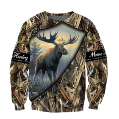 Maxcorners Moose Hunting 3D Over Printed Hoodie