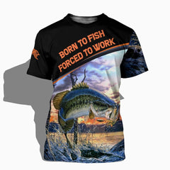 Maxcorners Born To Fish Forced To Work 3D Shirt