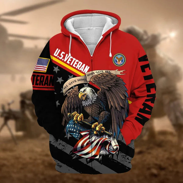 US Veteran Zip Hoodie With Premium 'All Gave Some, Some Gave All' Design