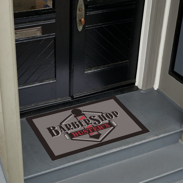 Maxcorners Barber Shop Vintage Personalized Grey Doormat